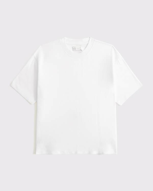 Short-Sleeve Cozy Lounge Knit Tee, Cream view 1