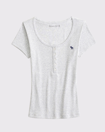 Women's Short-Sleeve Icon Henley Rib Top | Women's Tops | Abercrombie.com