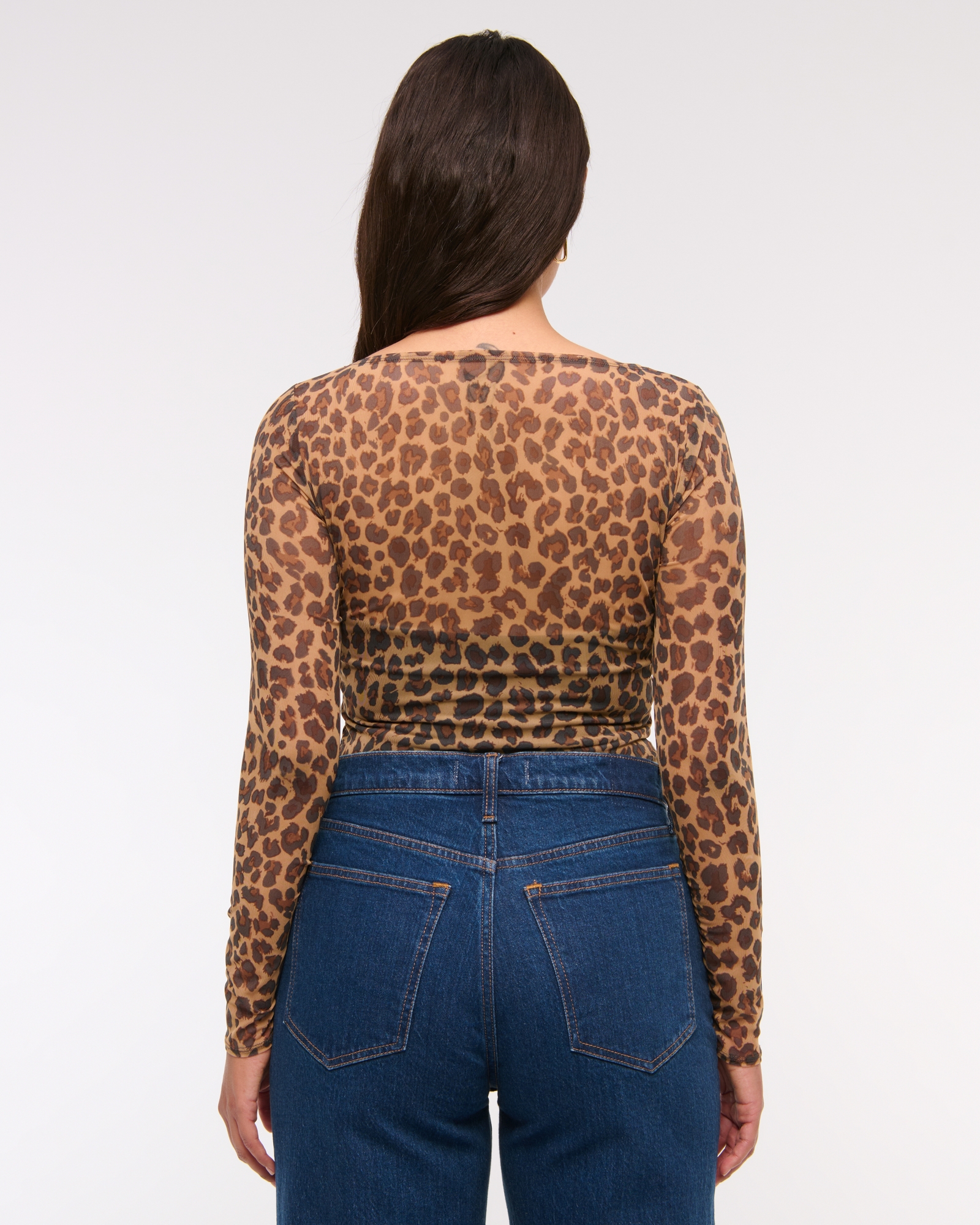 Long-Sleeve Mesh Slash Bodysuit