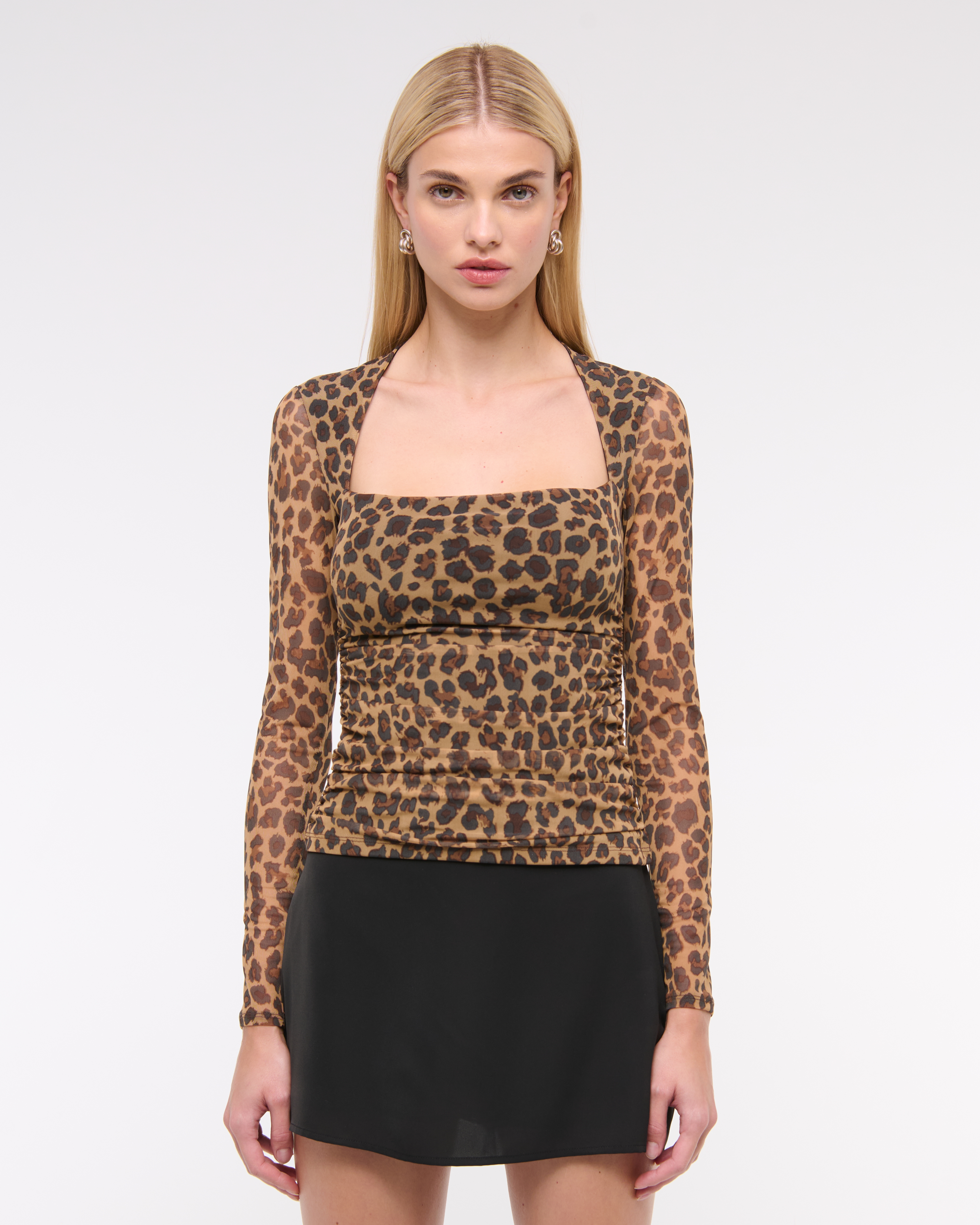 アッキー Women's The A&F Ava Long-Sleeve Mesh Top | Women's Clearance