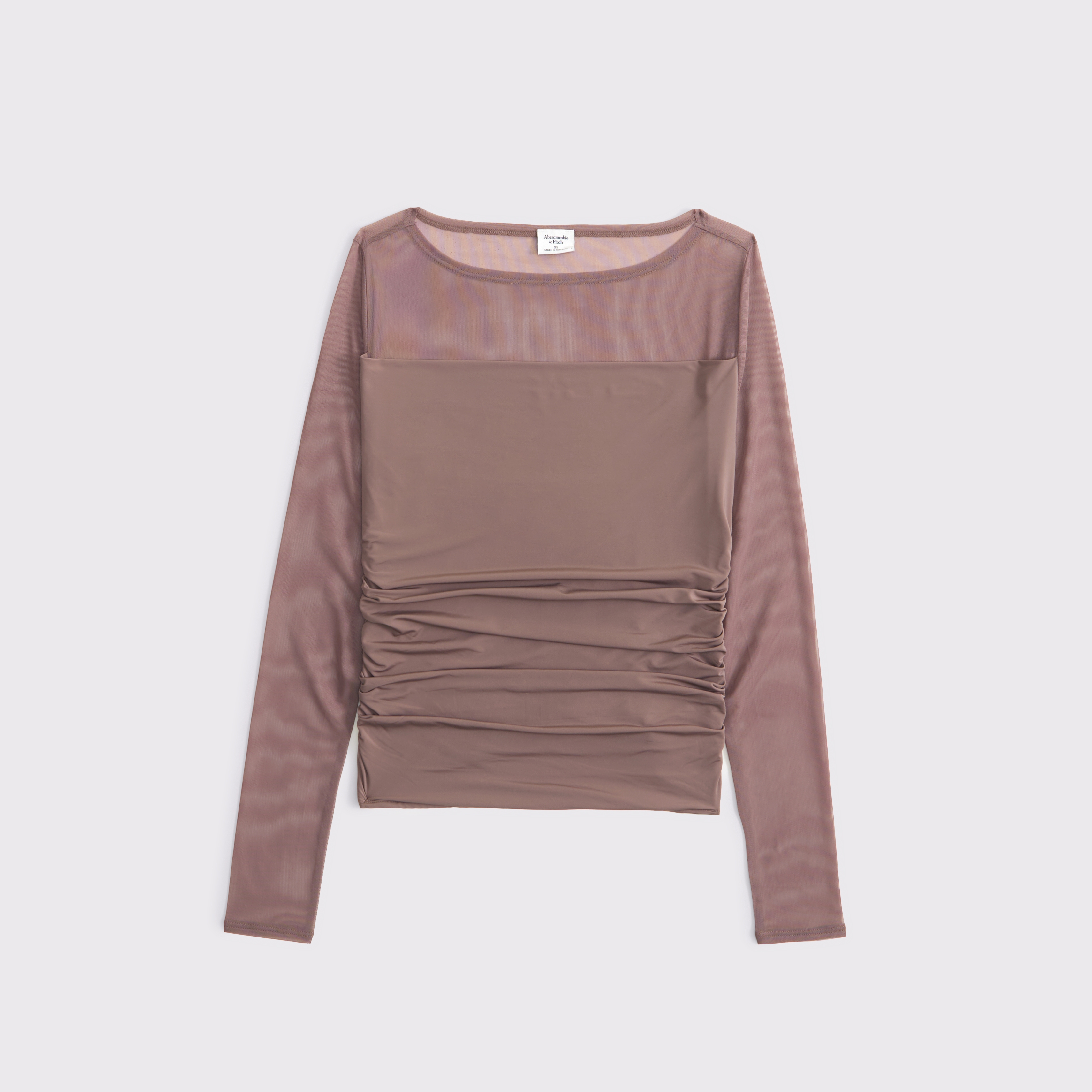 Abercrombie & Fitch Mesh Slash Top In Brown