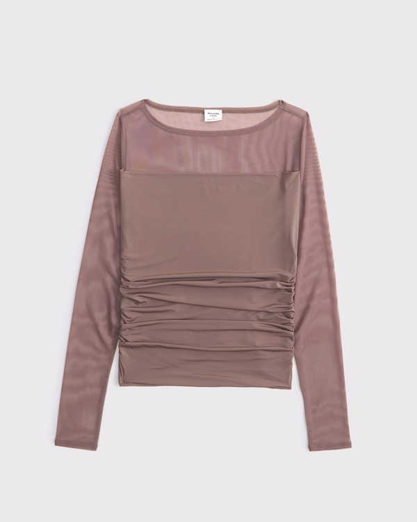 Mesh Slash Top, Brown view 1