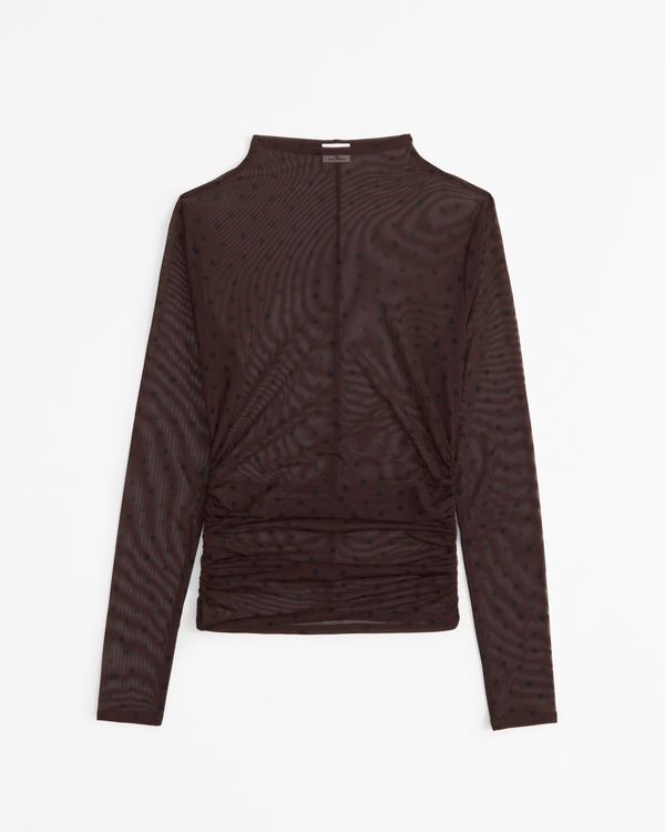The A&F Paloma Long-Sleeve Mesh Top, Polka Dot view 1