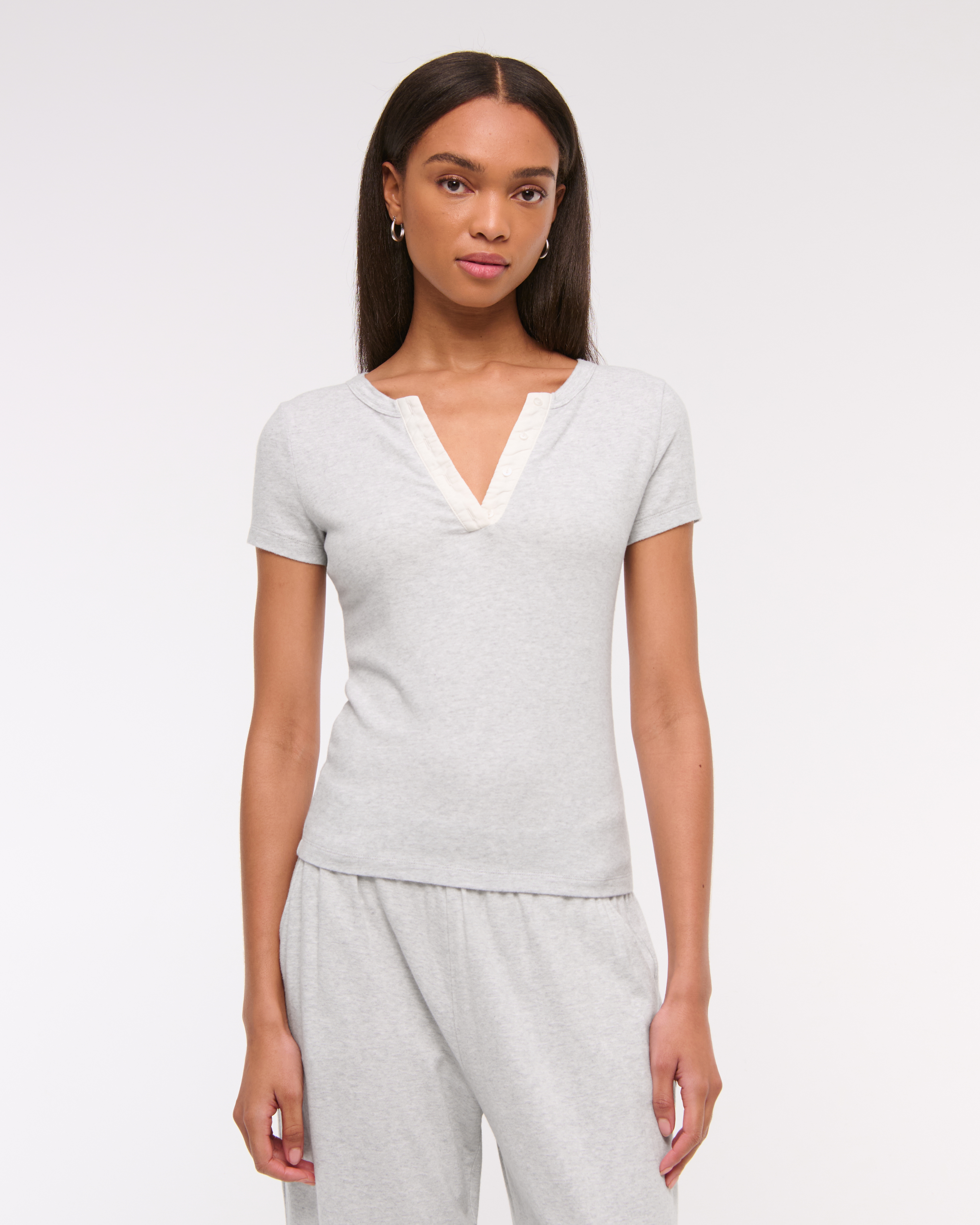 Abercrombie & Fitch Cozy Lounge Knit Top In Gray