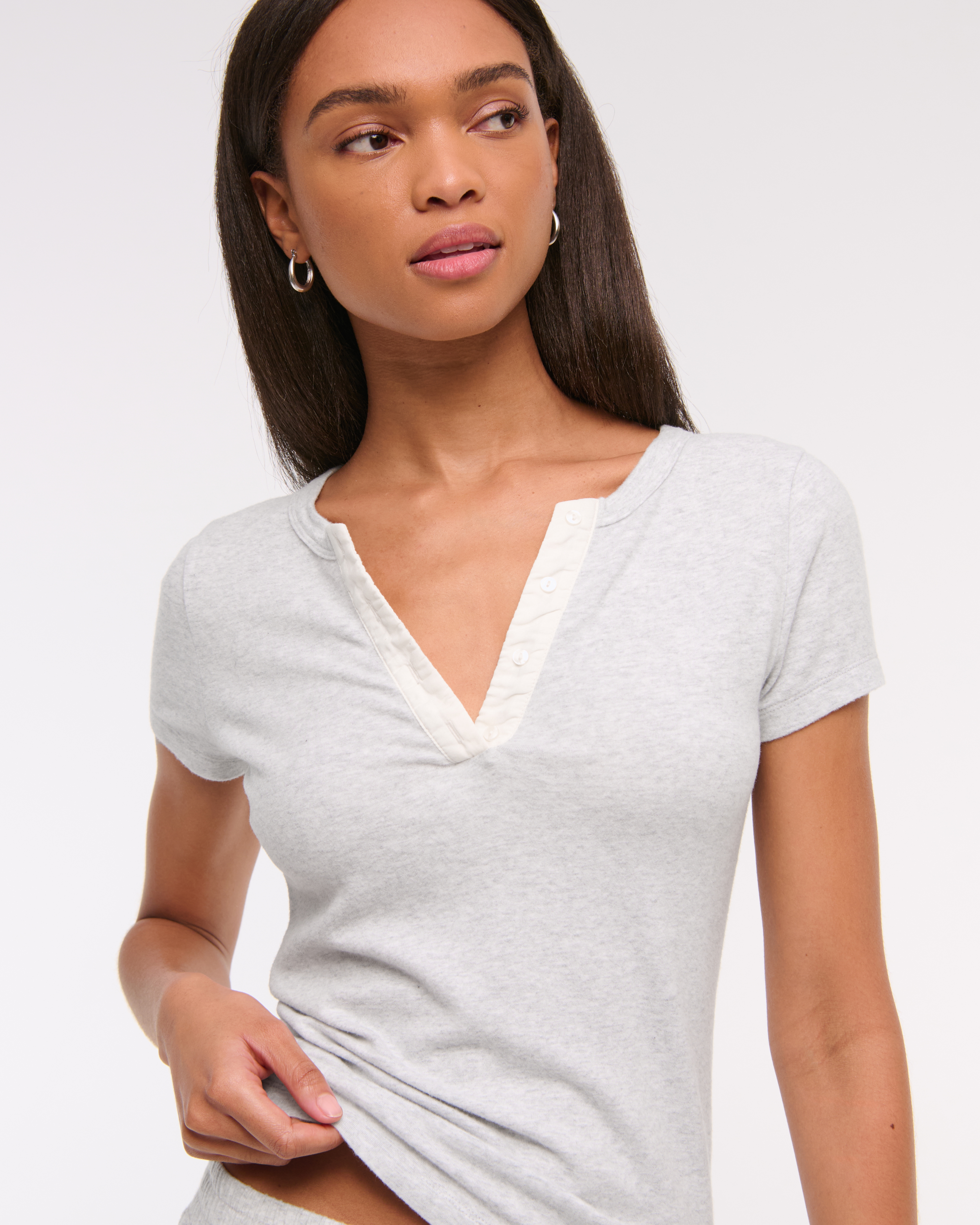 Abercrombie & Fitch Cozy Lounge Knit Top In Gray