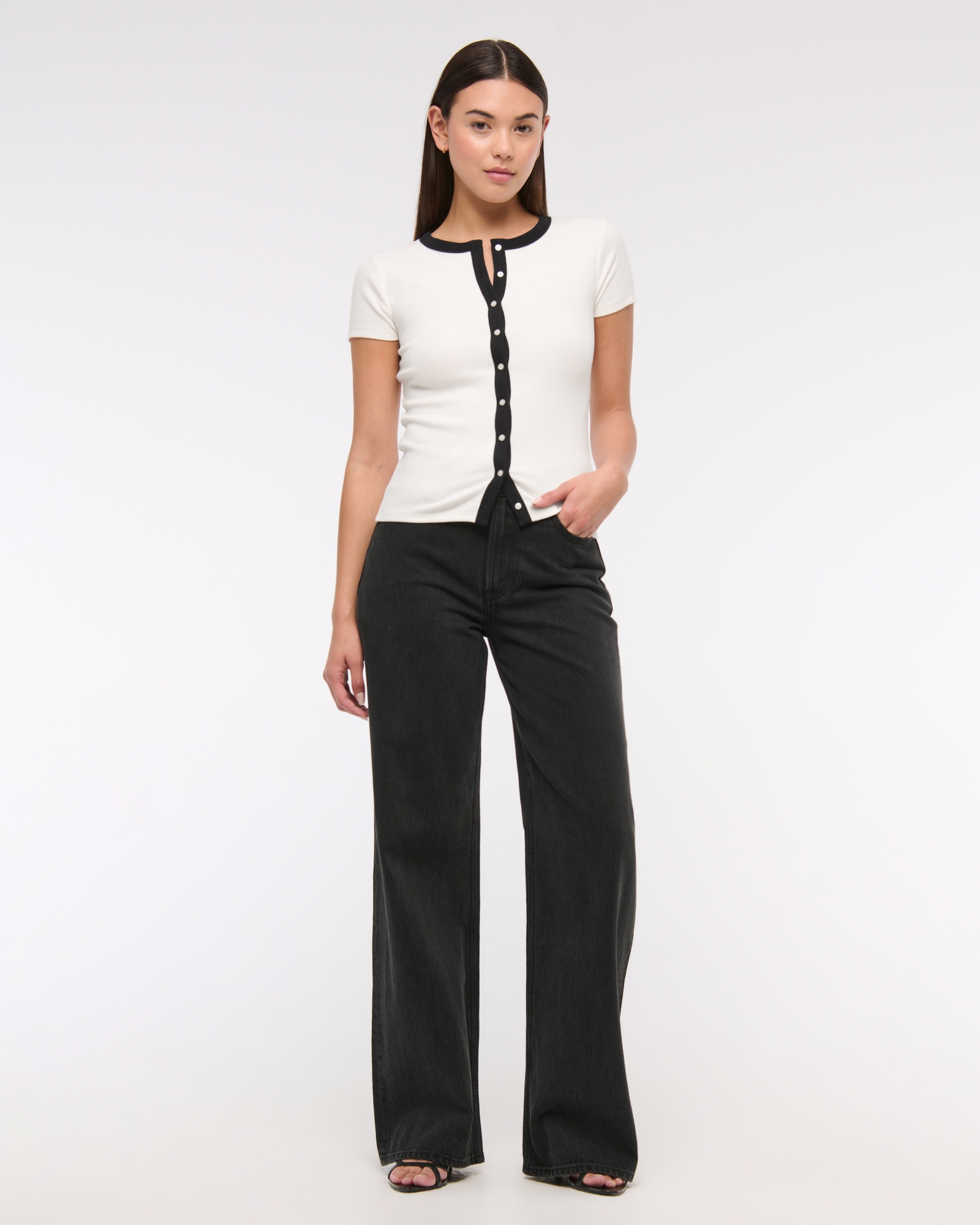 Ribbed Button-Through Top