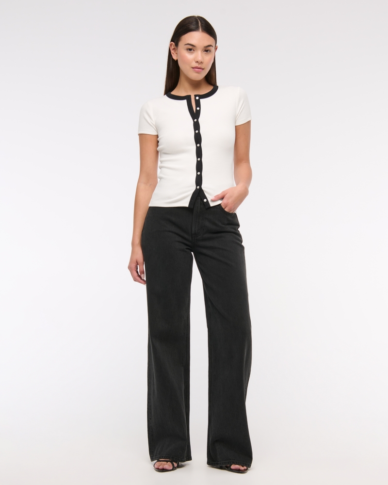 Ribbed Button-Through Top