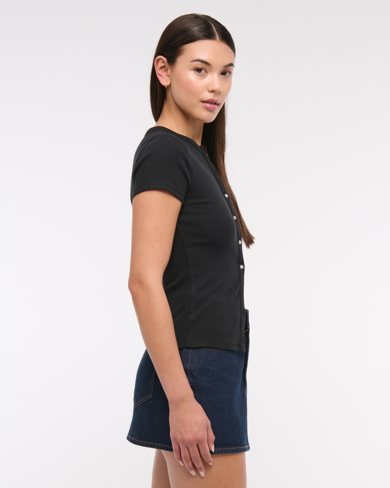 Ribbed Button-Through Top