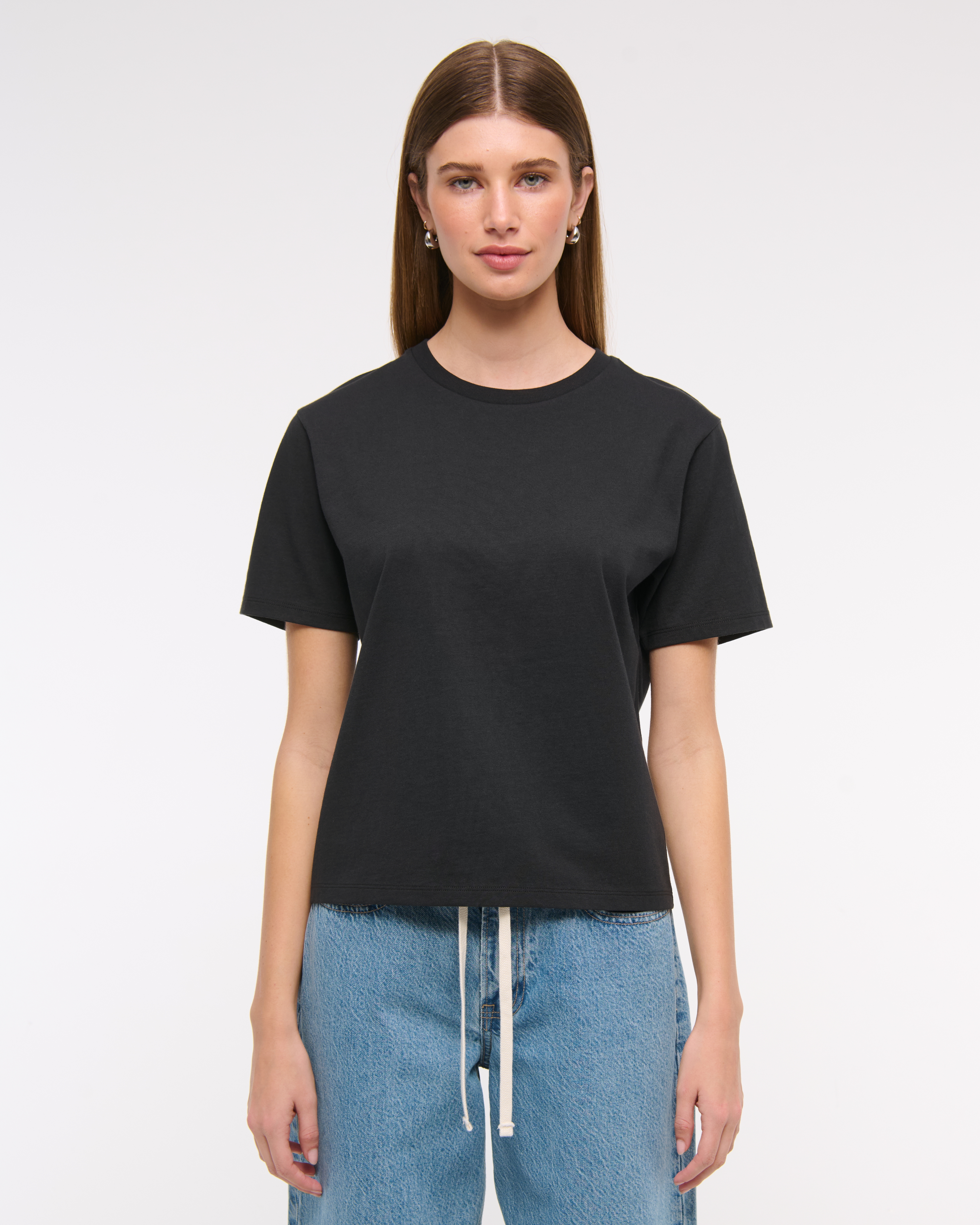 Abercrombie & Fitch Essential Premium Polished Relaxed Tee In Black