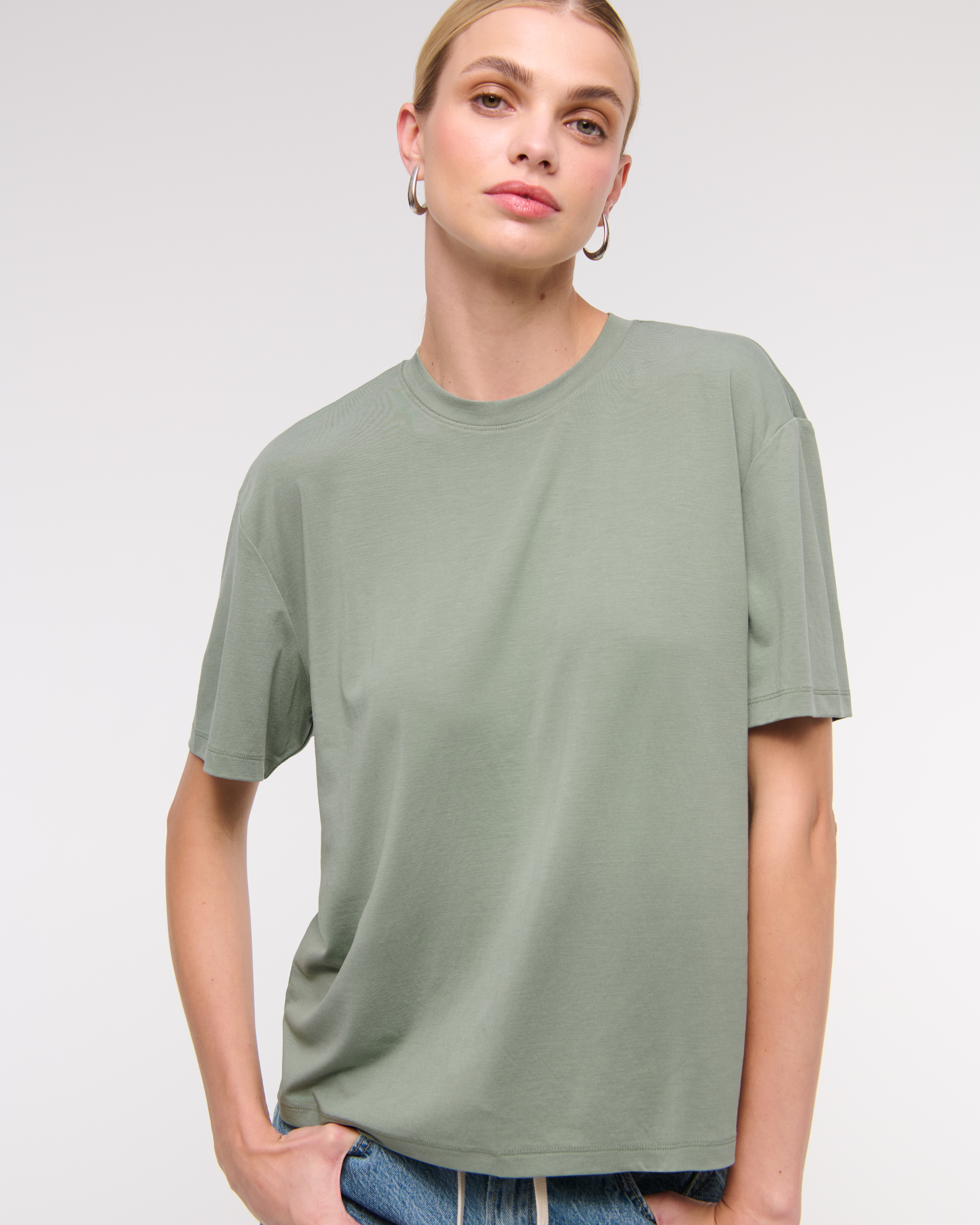 Abercrombie & Fitch Cupro Easy Tee In Green