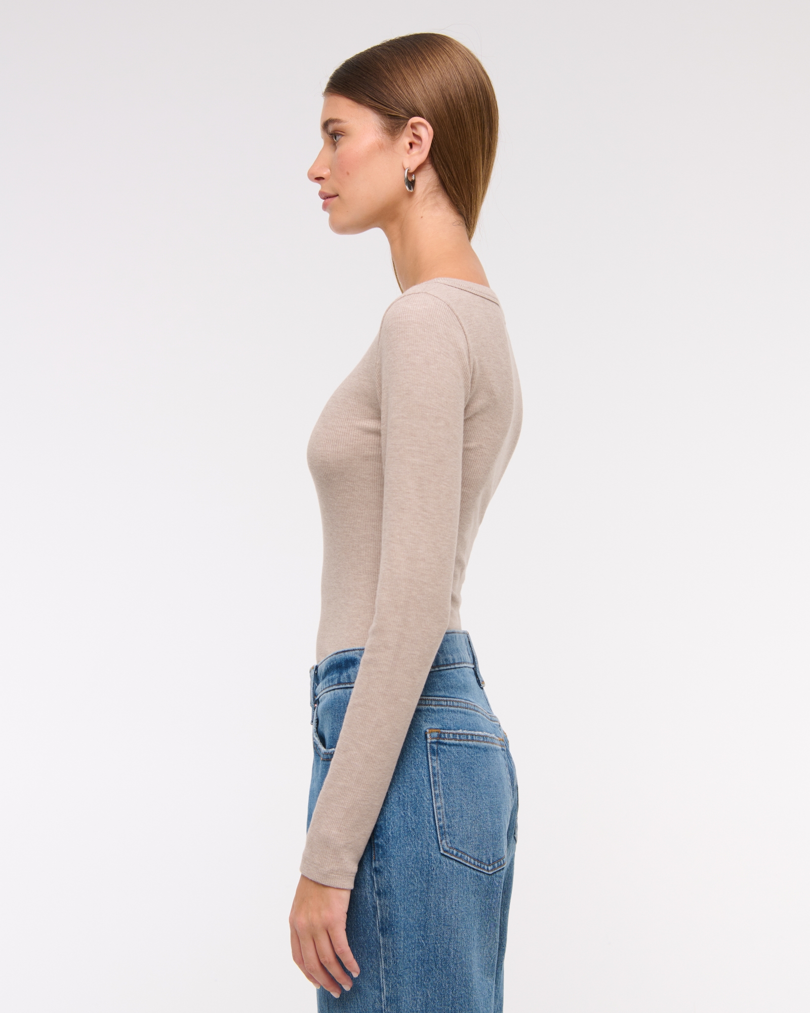 Long-Sleeve Boatneck Featherweight Rib Top
