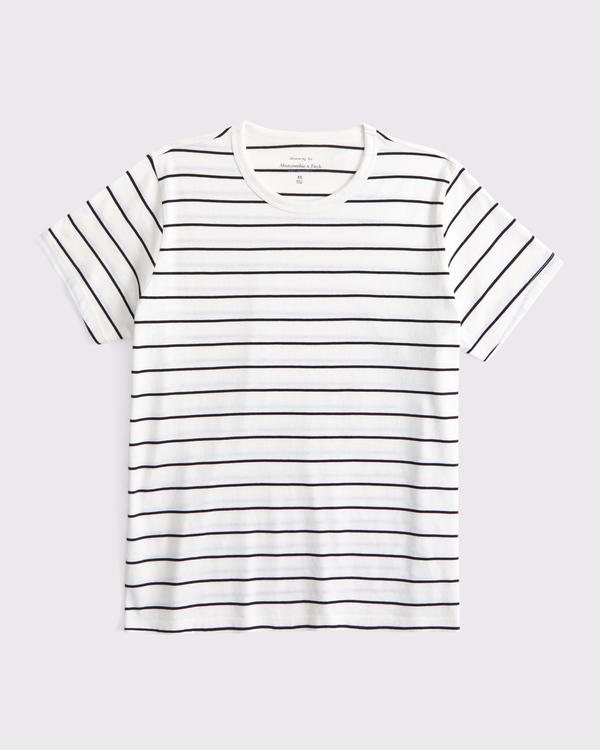 Essential Polished Body-Skimming Tuckable Tee, White Stripe view 1