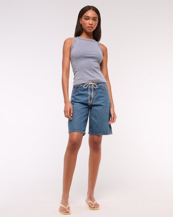 Vintage-Style Rib Tuckable Crew Tank, Gray Blue view 2