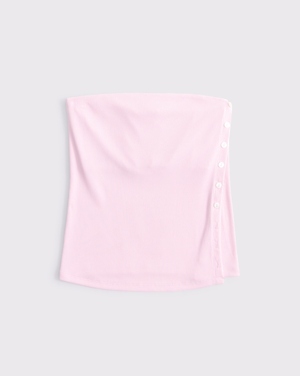 Powdered Rib Side-Button Tube Top