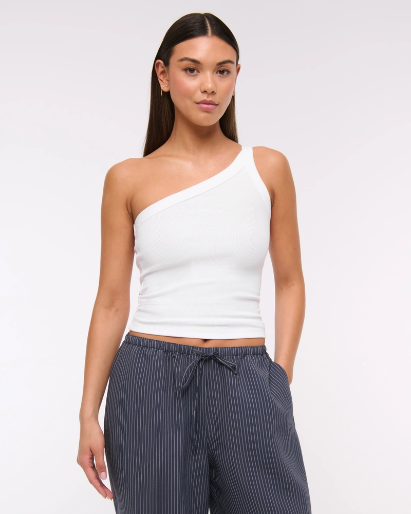 One-Shoulder Rib Tank