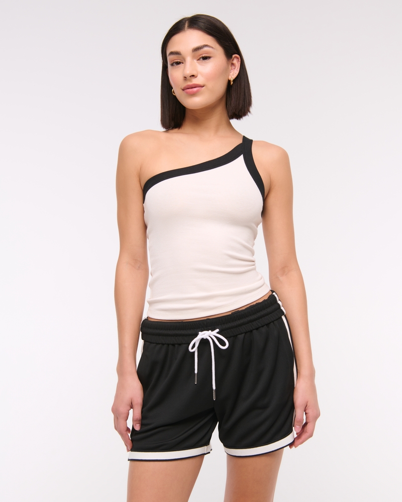 One-Shoulder Rib Tank
