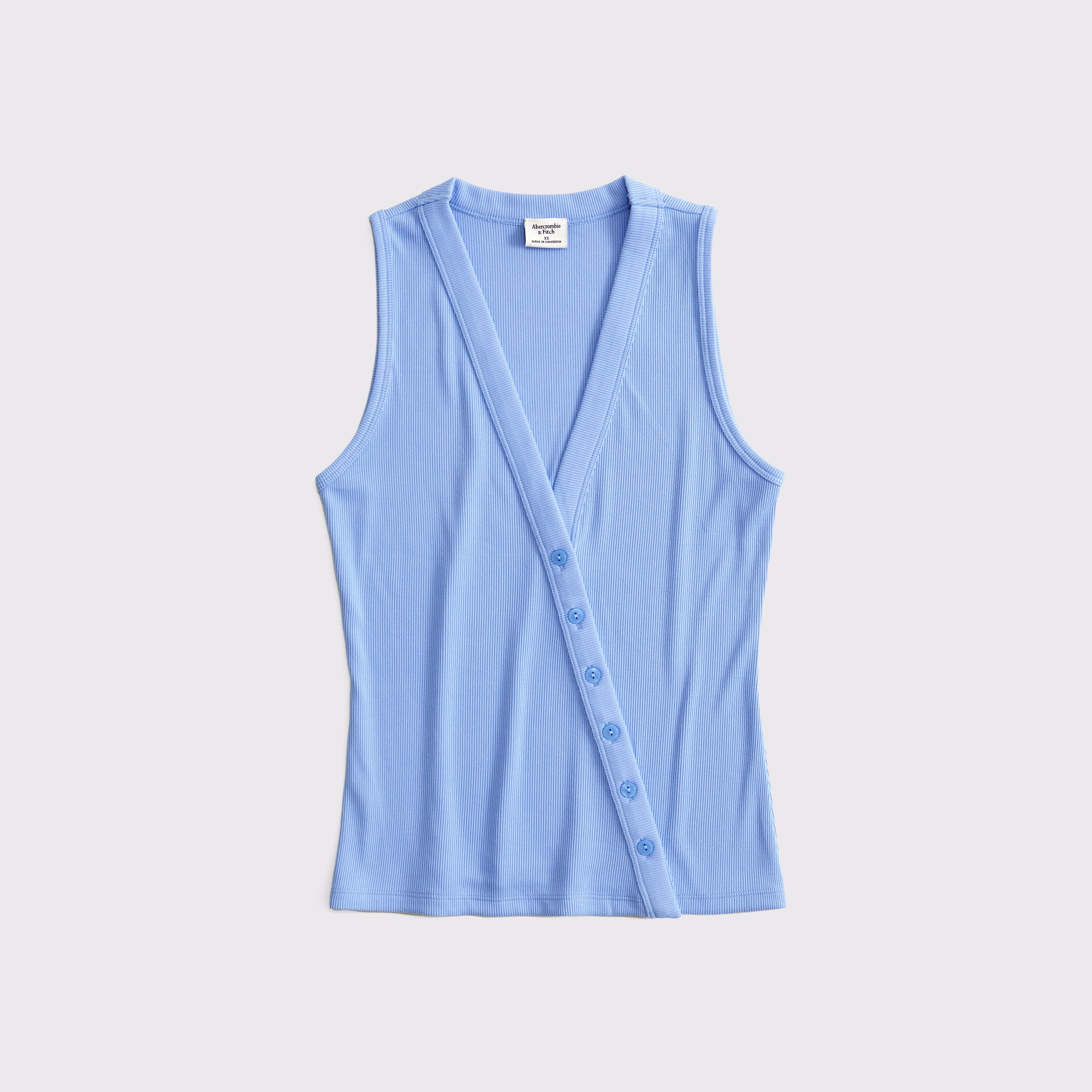Abercrombie & Fitch Asymmetrical Button-through Top In Blue