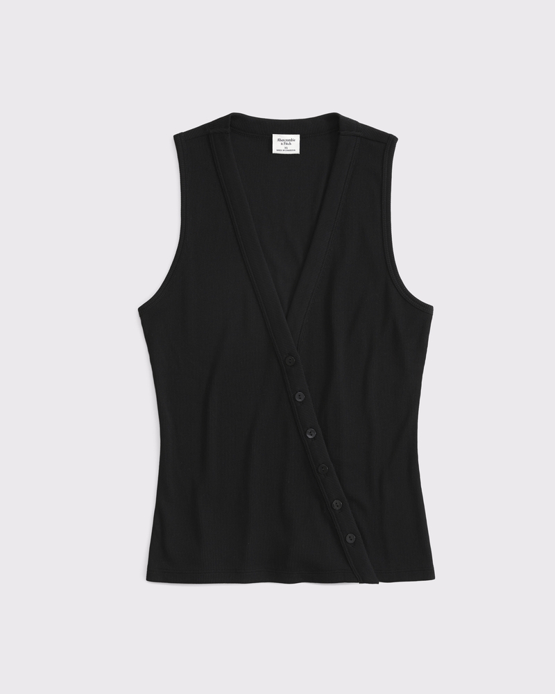 トップス gibous asymmetry off neck black Women's Asymmetrical Button-Through Top | Women's Tops