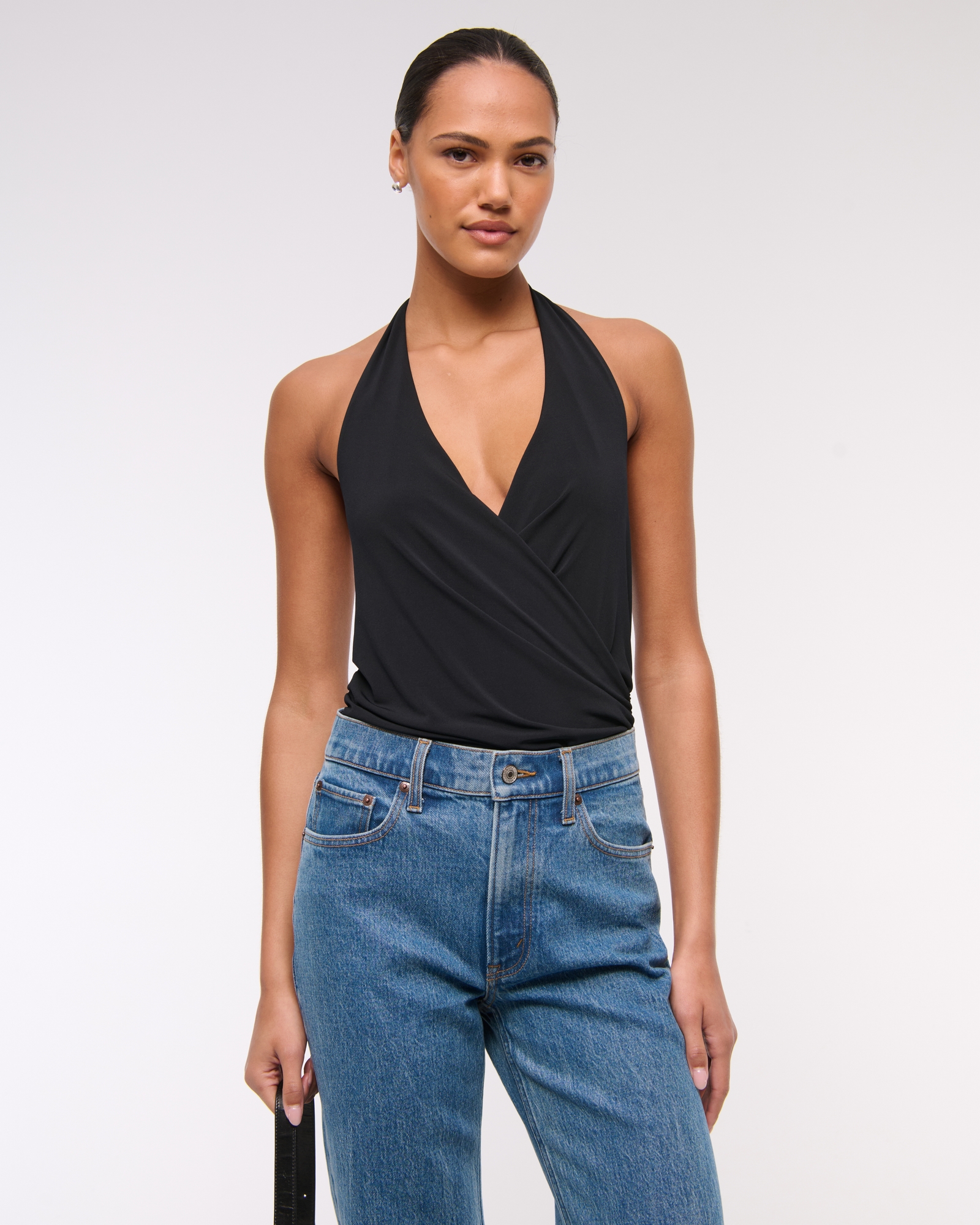 Draped Plunge Bodysuit