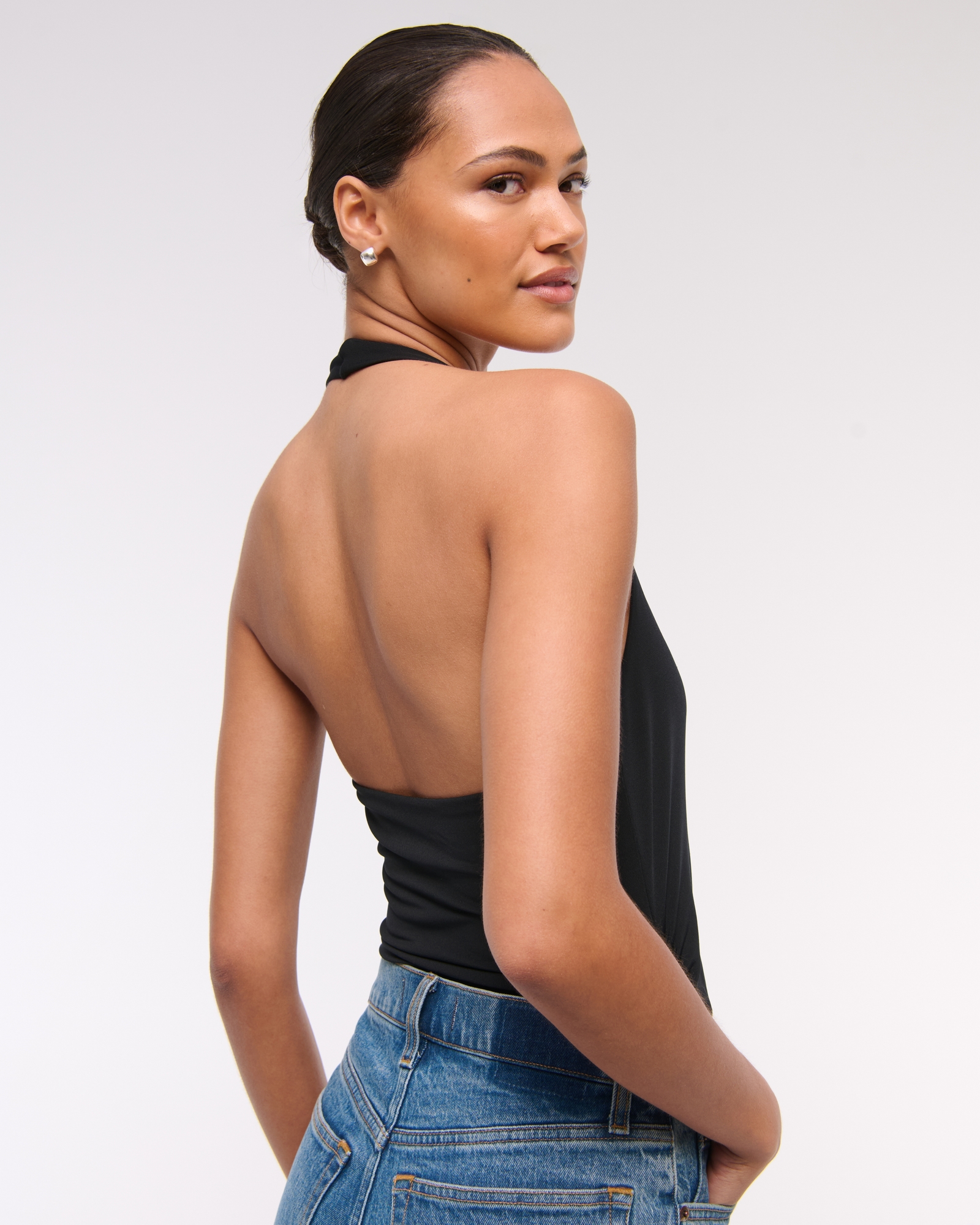 Draped Plunge Bodysuit