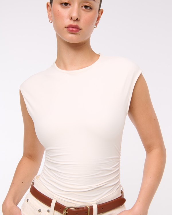 Soft Matte Seamless Ruched Bodysuit, White view 2