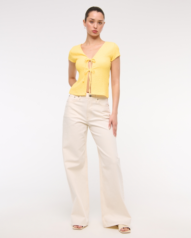 Bubble Knit Tie-Front Top
