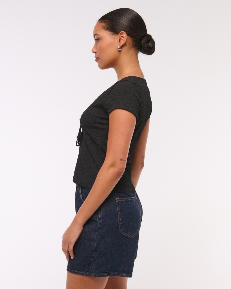 Bubble Knit Tie-Front Top