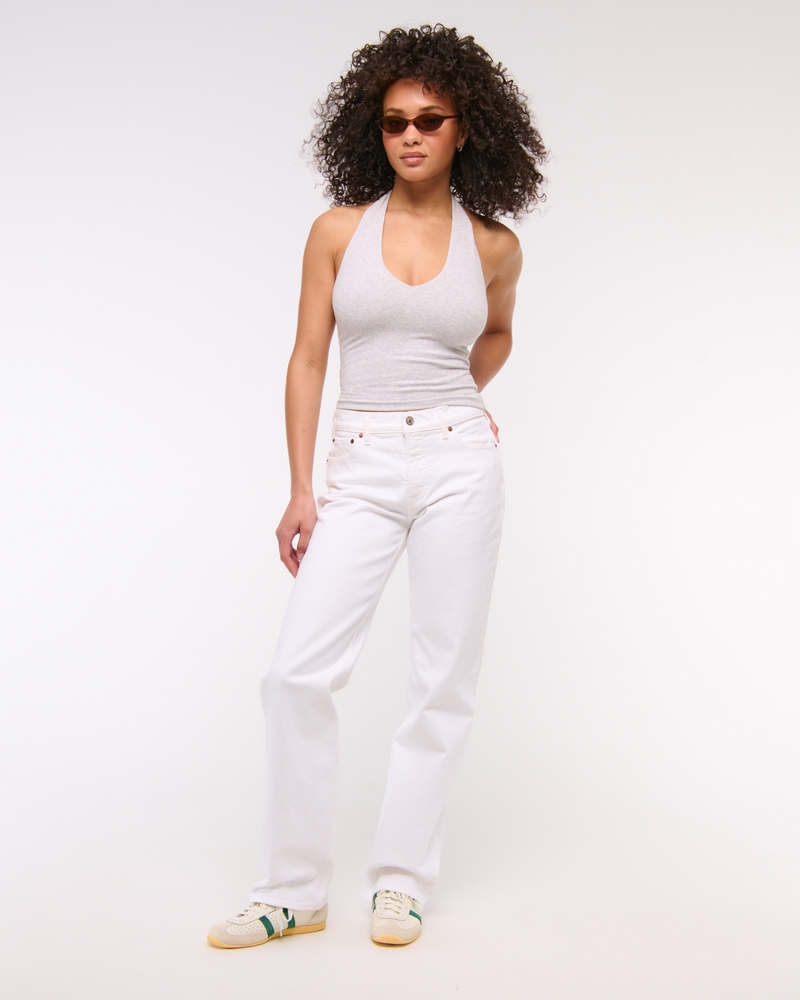 Cotton-Blend Seamless Fabric Halter Top
