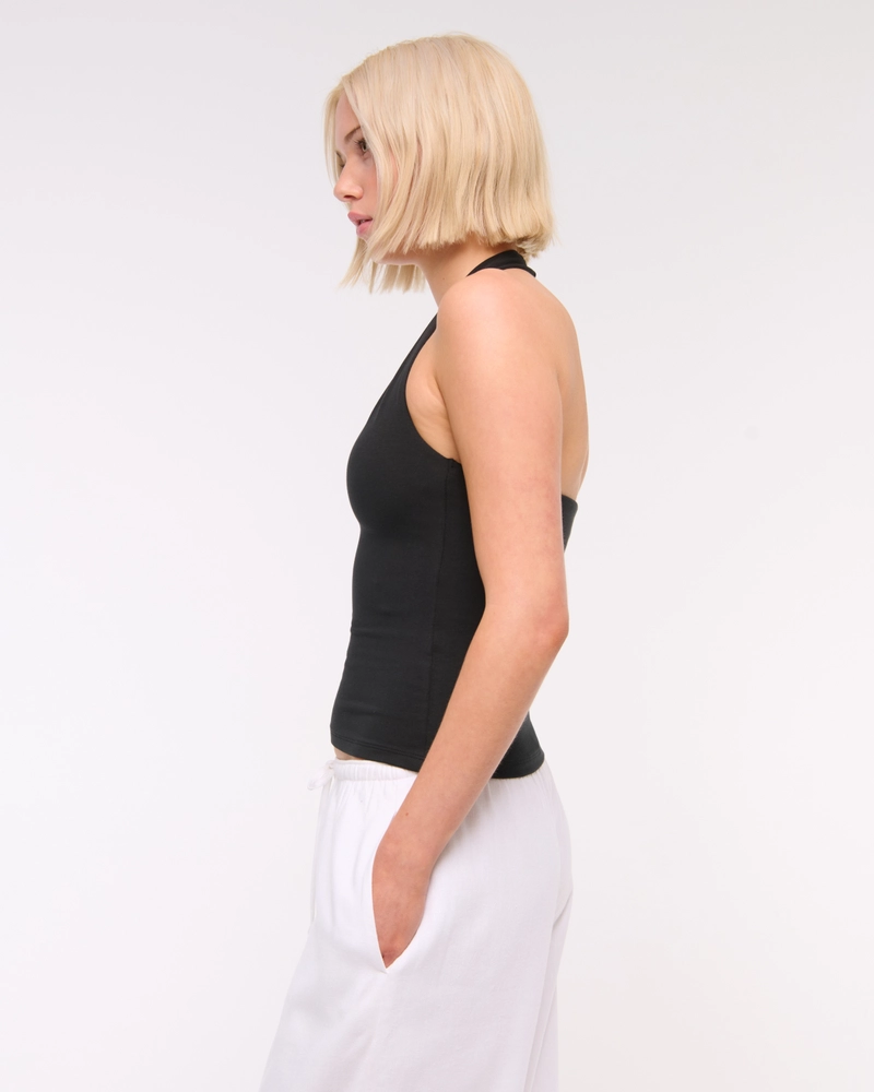 Cotton-Blend Seamless Fabric Halter Top