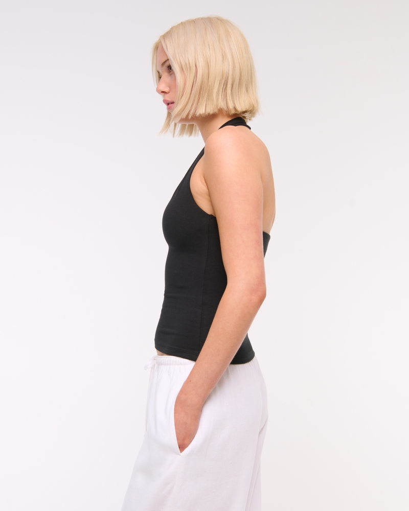 Cotton-Blend Seamless Fabric Halter Top