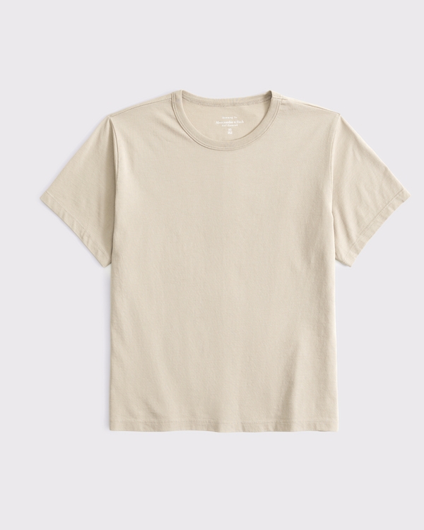 Essential Polished Body-Skimming Tee, Light Brown view 1