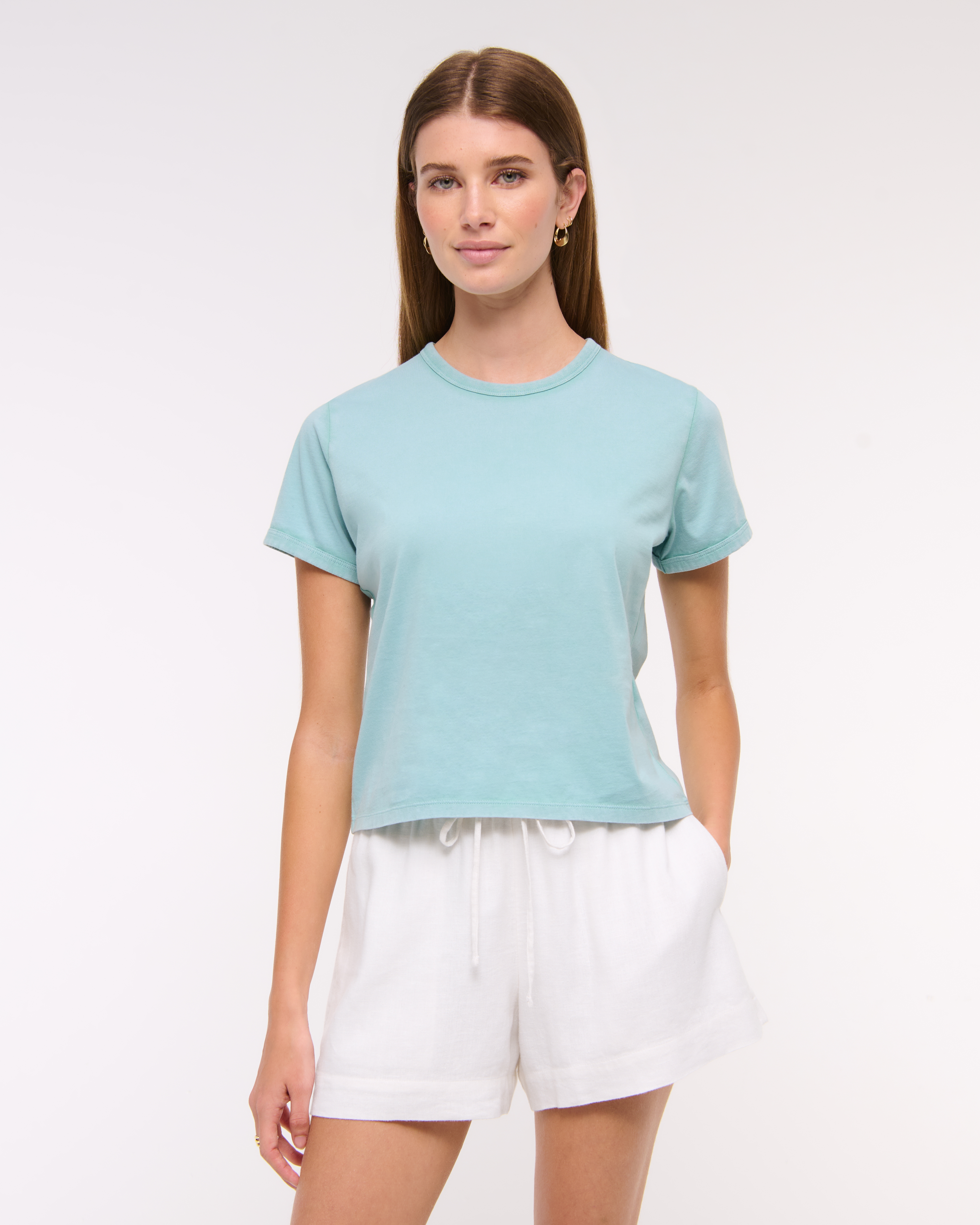 Abercrombie & Fitch Essential Polished Body-skimming Tee In Blue