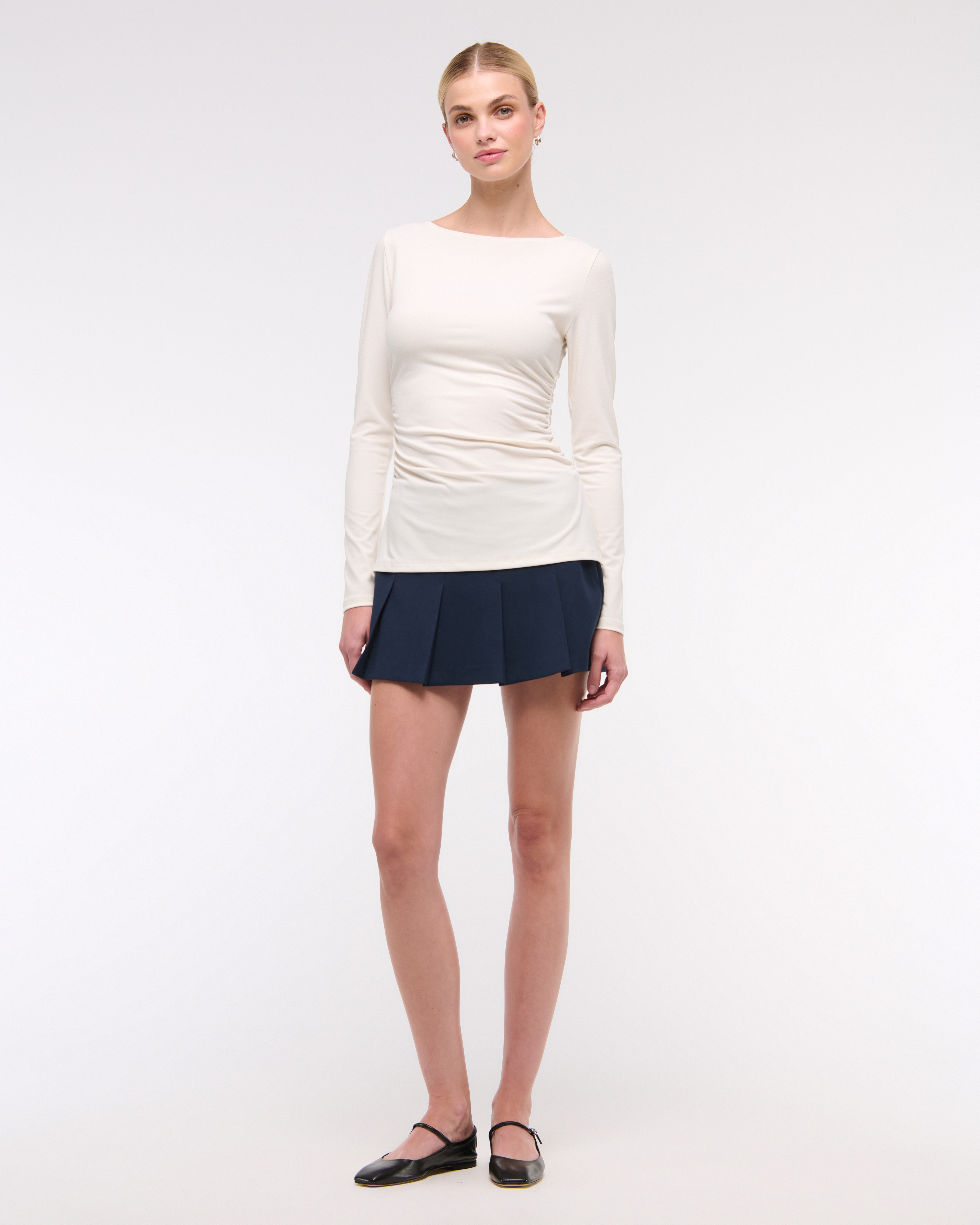 Женские топы Abercrombie & Fitch Long-Sleeve Stretch Crepe Slash Top — фото 3