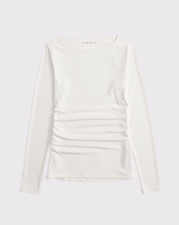 Women's Long-Sleeve Stretch Crepe Slash Top | Women's Tops