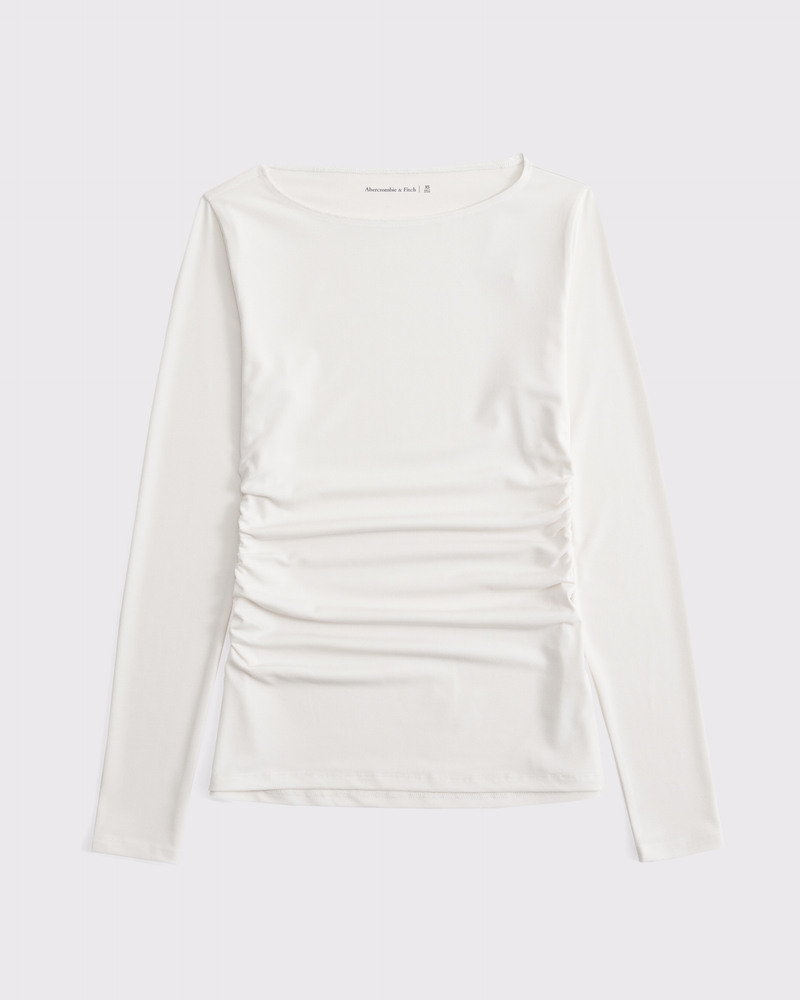 Women's Long-Sleeve Stretch Crepe Slash Top | Women's Tops Women's Long-Sleeve Stretch Crepe Slash Top | Women's Tops