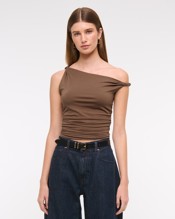 Asymmetrical Twist Top, Brown view 1
