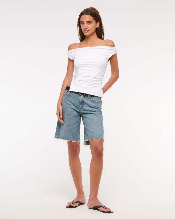 Draped Off-The-Shoulder Top, White view 2