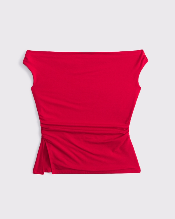Draped Off-The-Shoulder Top, Red view 1