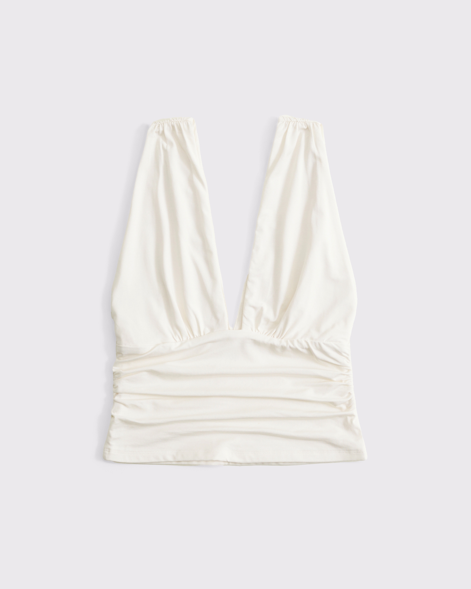 Ruched Deep V-Neck Top