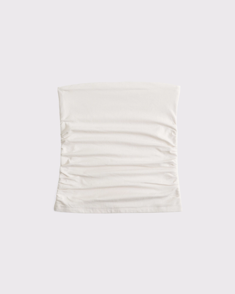 Cotton-Blend Seamless Fabric Ruched Tube Top
