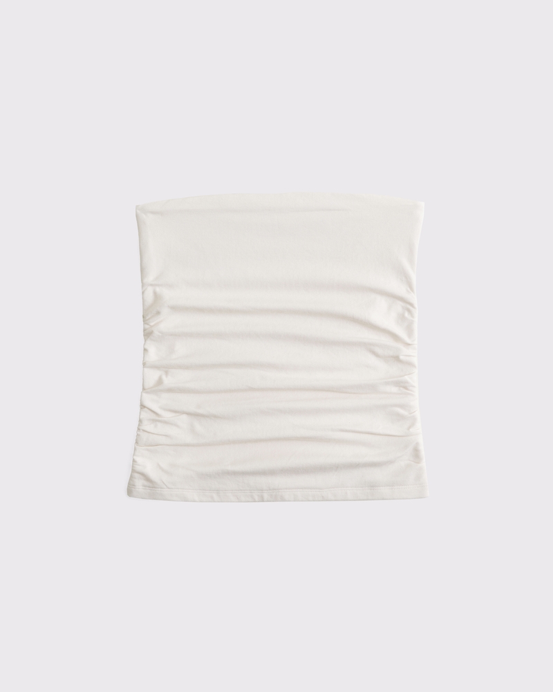 Cotton-Blend Seamless Fabric Ruched Tube Top