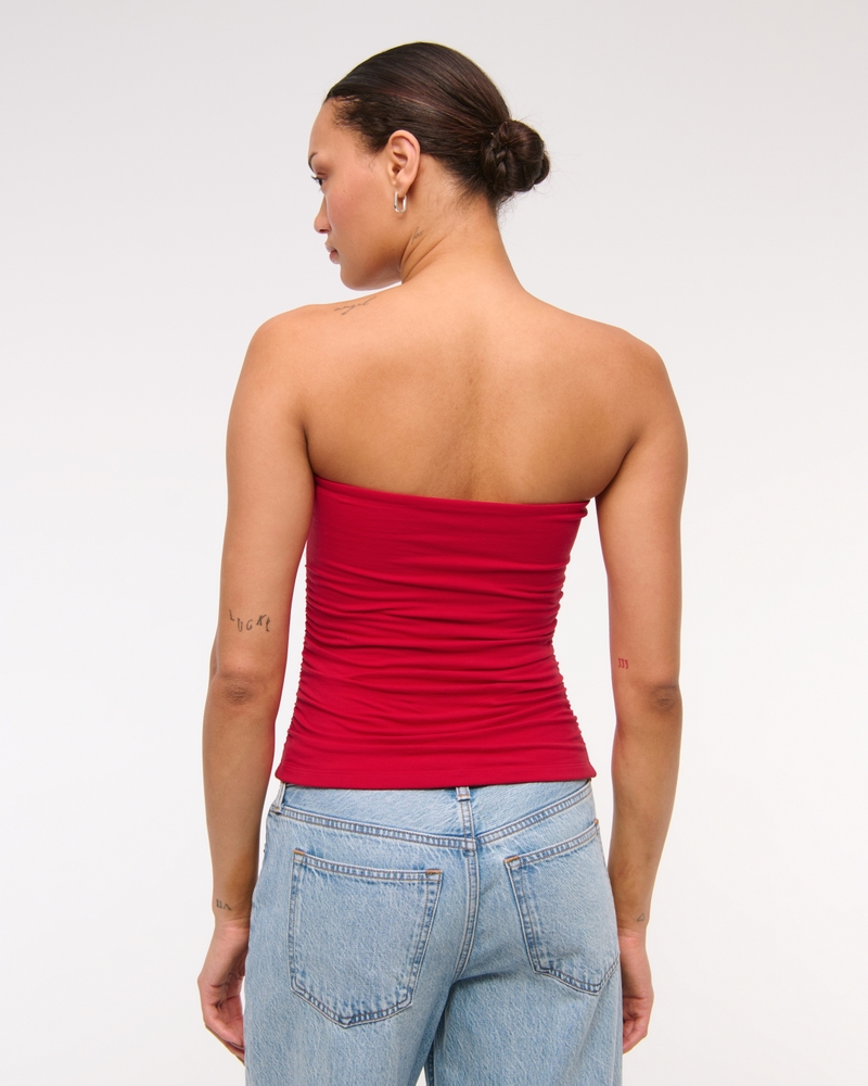 Cotton-Blend Seamless Fabric Ruched Tube Top
