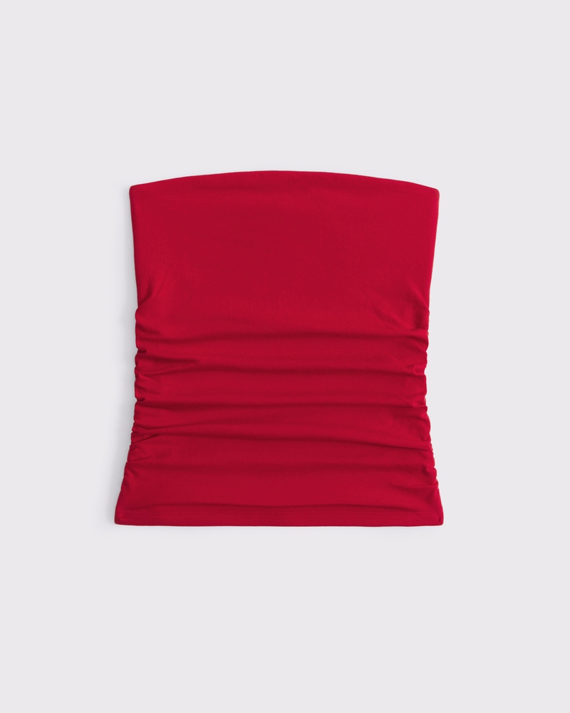 Cotton-Blend Seamless Fabric Ruched Tube Top