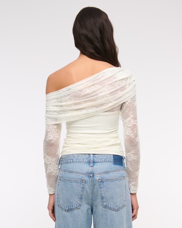 Long-Sleeve Lace Asymmetrical Top