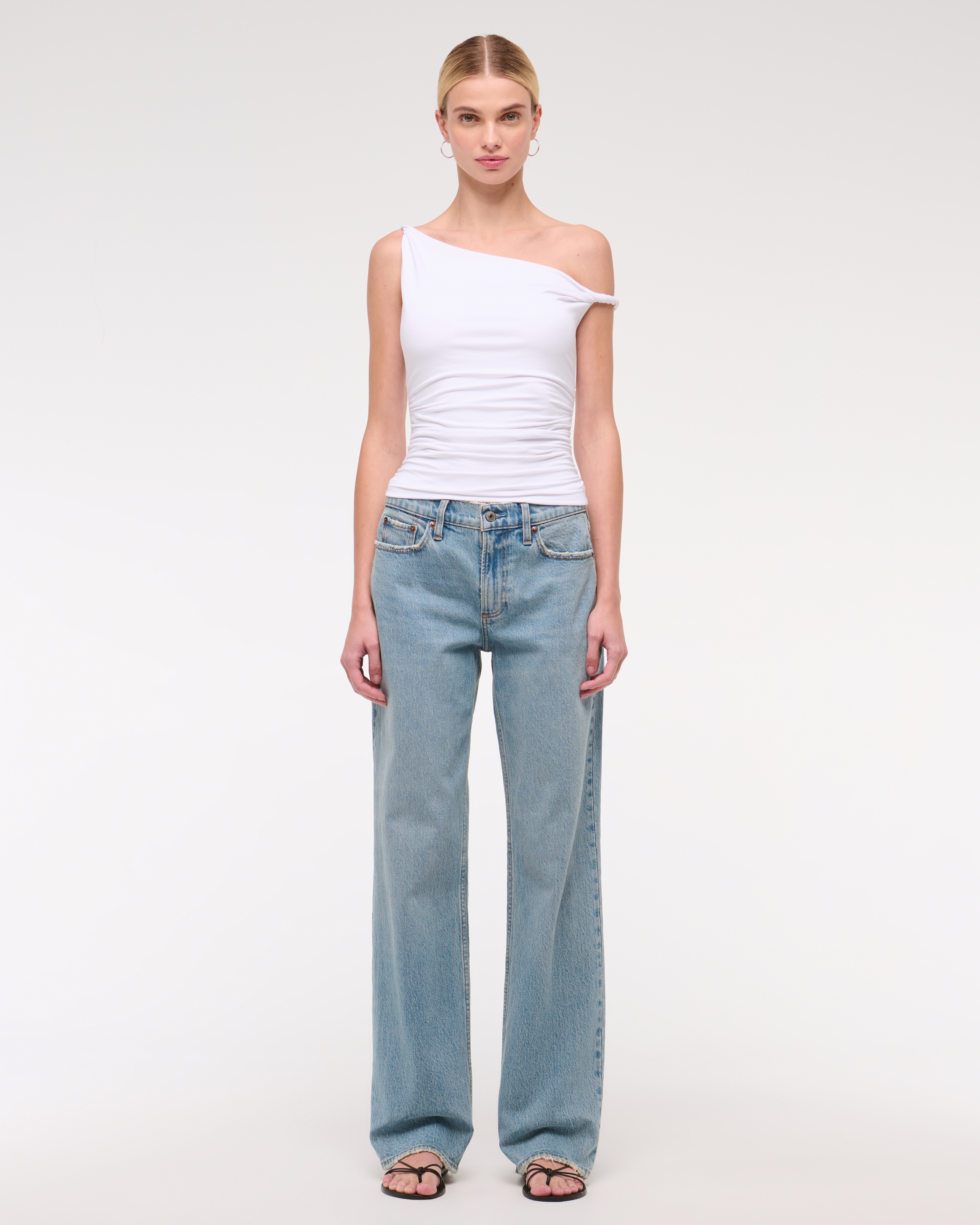 【25SS】RECTO ASYMMETRIC TWISTED TOP Women's Asymmetrical Twist Top | Women's Tops | Abercrombie.com