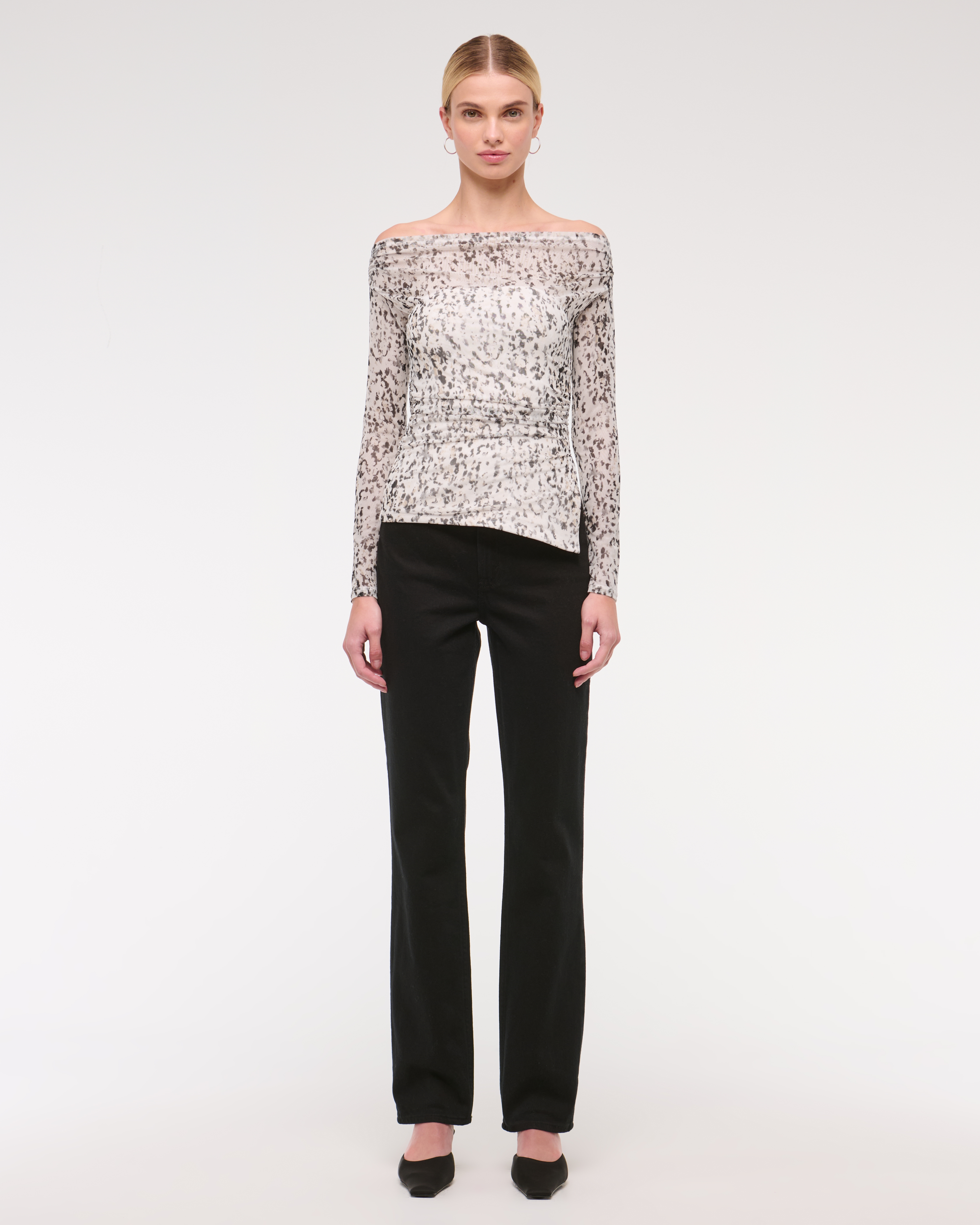 タペストリー　約71cm×約121cm Women's Off-The-Shoulder Draped Mesh Top | Women's Clearance