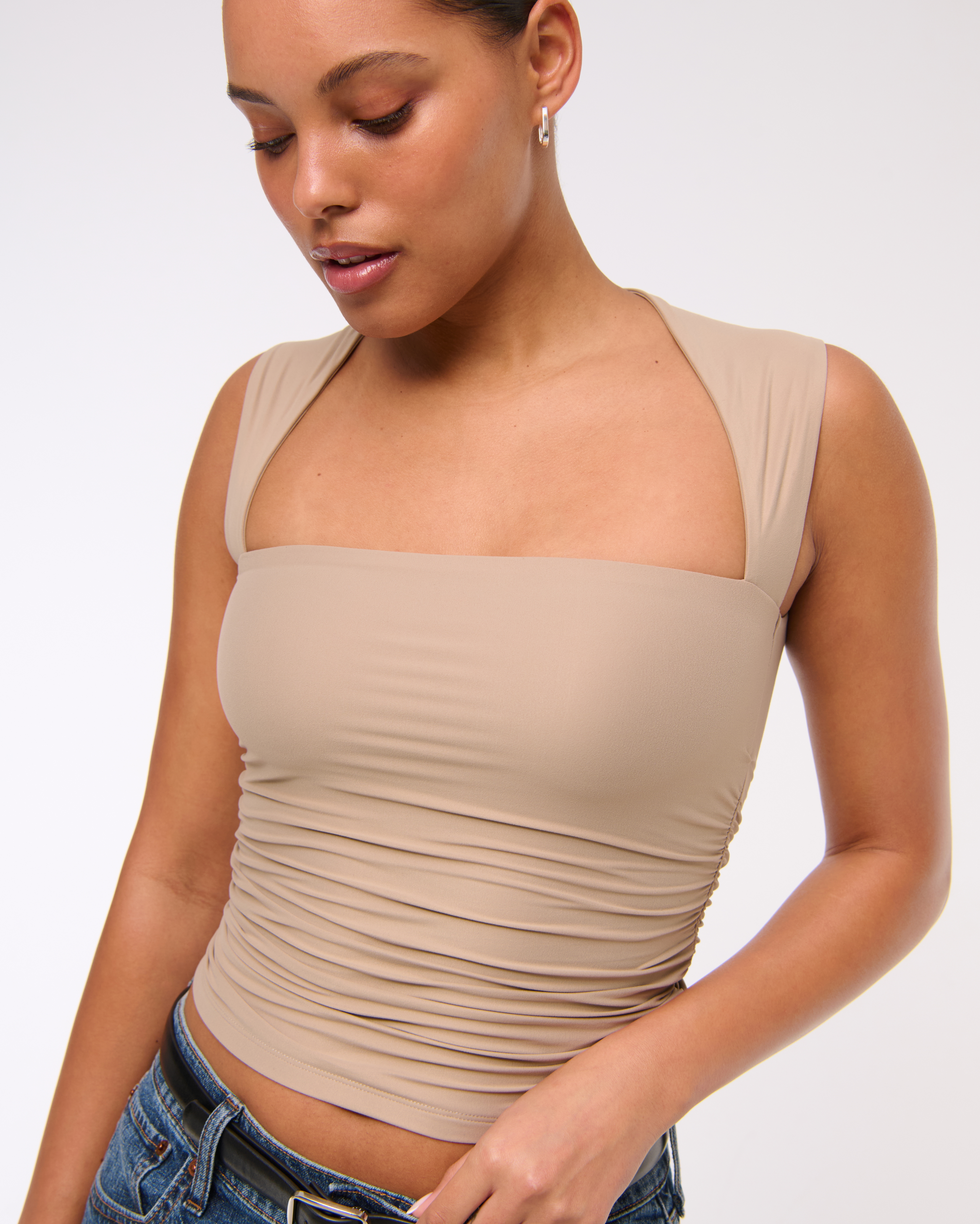 Abercrombie & Fitch The A&f Ava Soft Matte Seamless Top In Brown