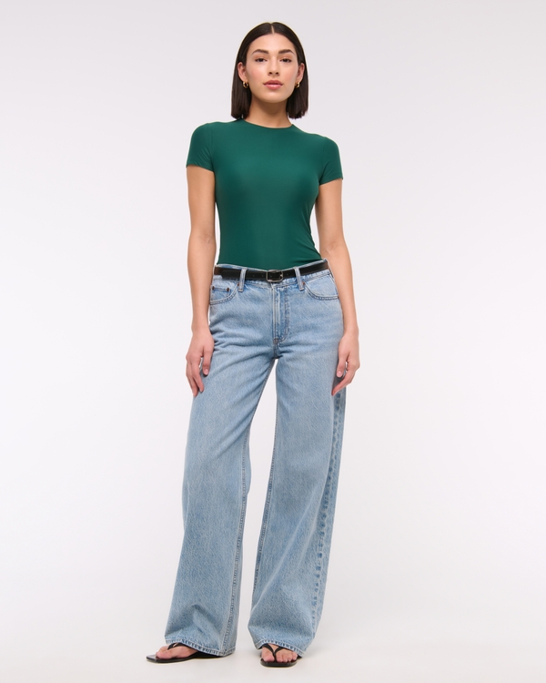 Soft Matte Seamless Tuckable Baby Tee, Emerald view 2
