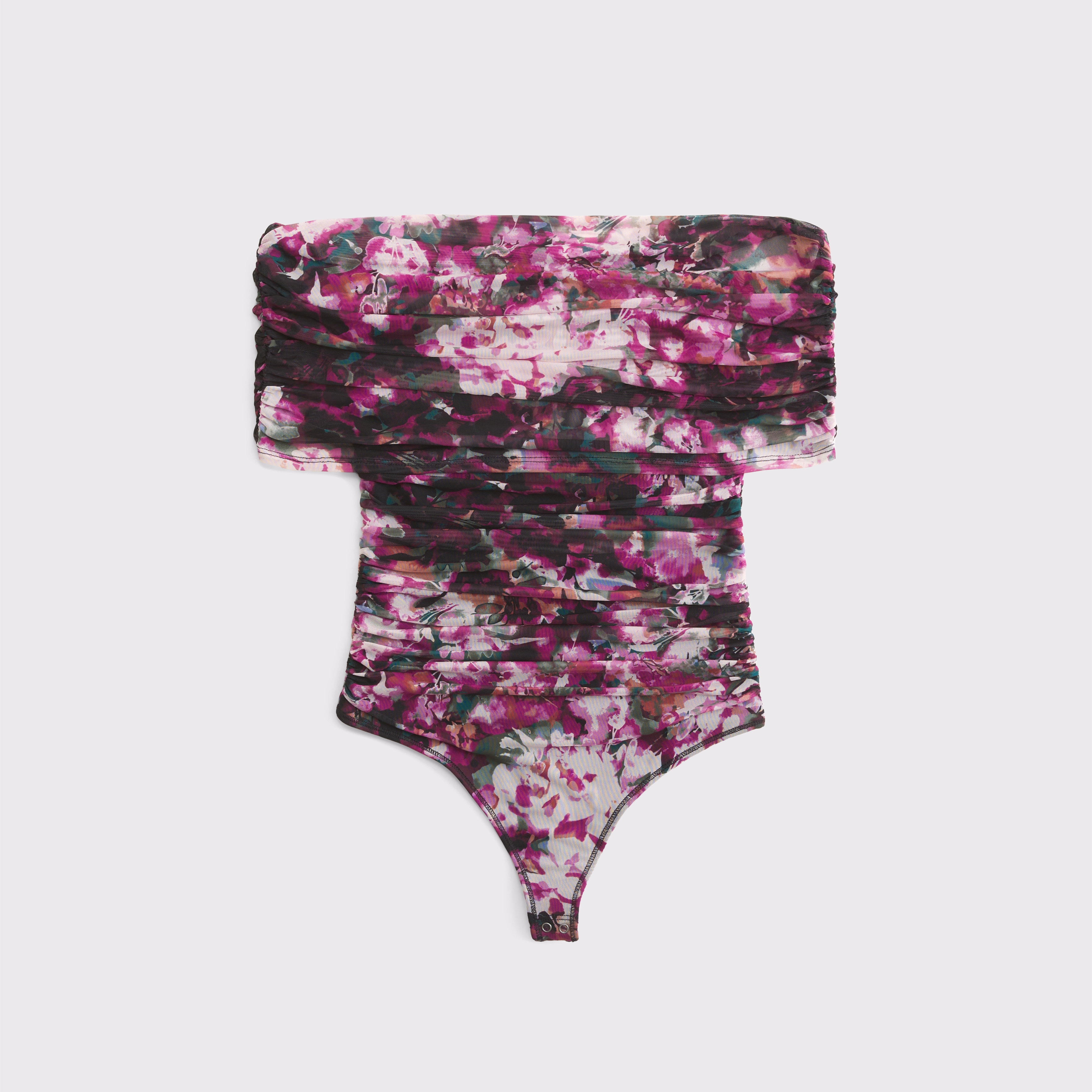 Abercrombie & Fitch Mesh Foldover Bodysuit In Pink