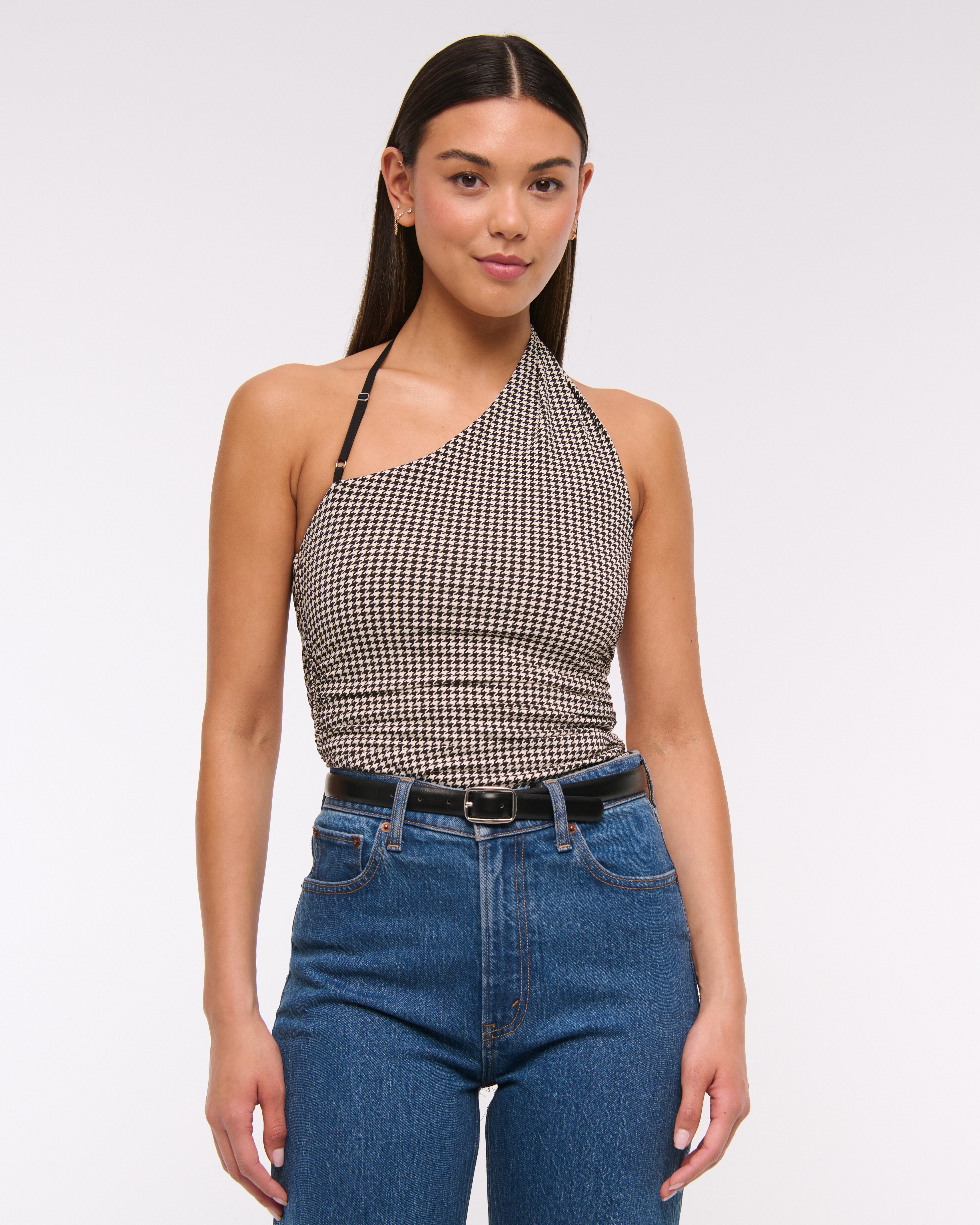 Abercrombie & Fitch Asymmetrical Strap Top In Black